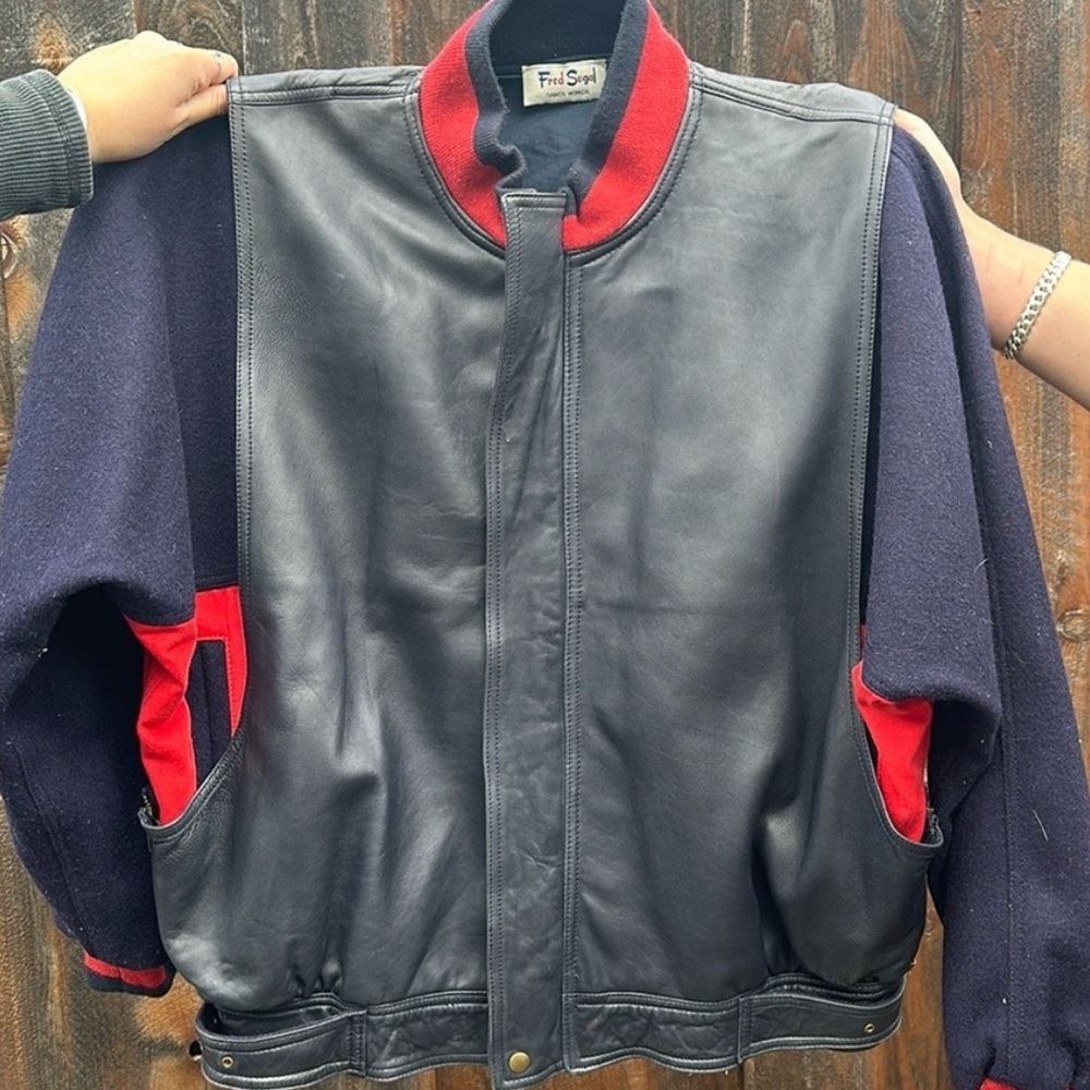 XL Fred Segal Santa Monica Vintage leather & wool jacket